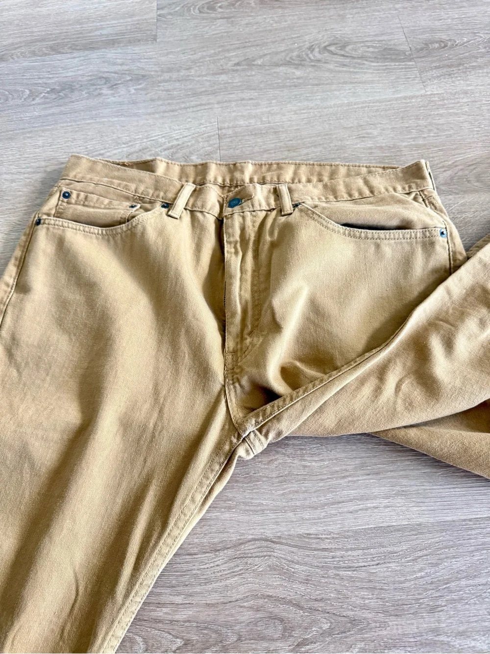 Levi's 505 Regular Fit Pants Men Size 36x30 Khaki Tan Straight Leg Denim Chinos